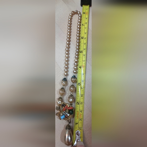 RARE PRE 1947 MIRIAM HASKELL VINTAGE ANTIQUE PEARL NECKLACE CHOKIER 16 INCHES - Picture 2 of 6